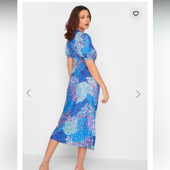 Long Tall Sally Blue Floral Midi Tea Dress Dress Dainty Garden Party‎ - Picture 3 of 11